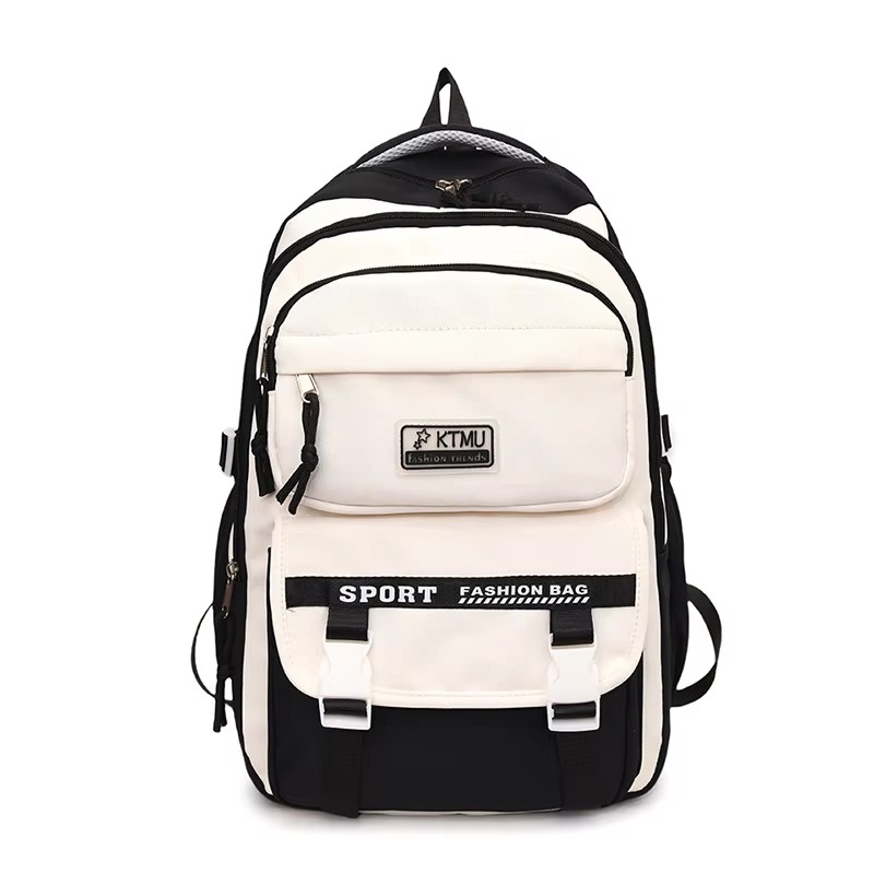 Goostar Academy Style Unisex Oxford Backpack (Black) – Japan Style Lightweight College Student Book Bag with 20-36L Capacity, Padded Air Cushion Belts & Dedicated Computer Interlayer (29x13x45 cm)