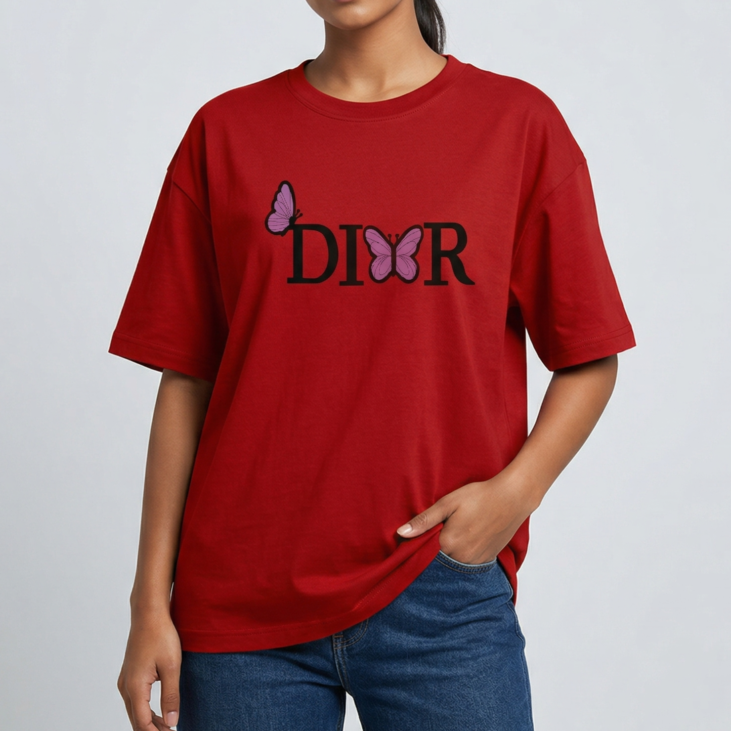 Drop shoulder T-shirt for Women (Red)