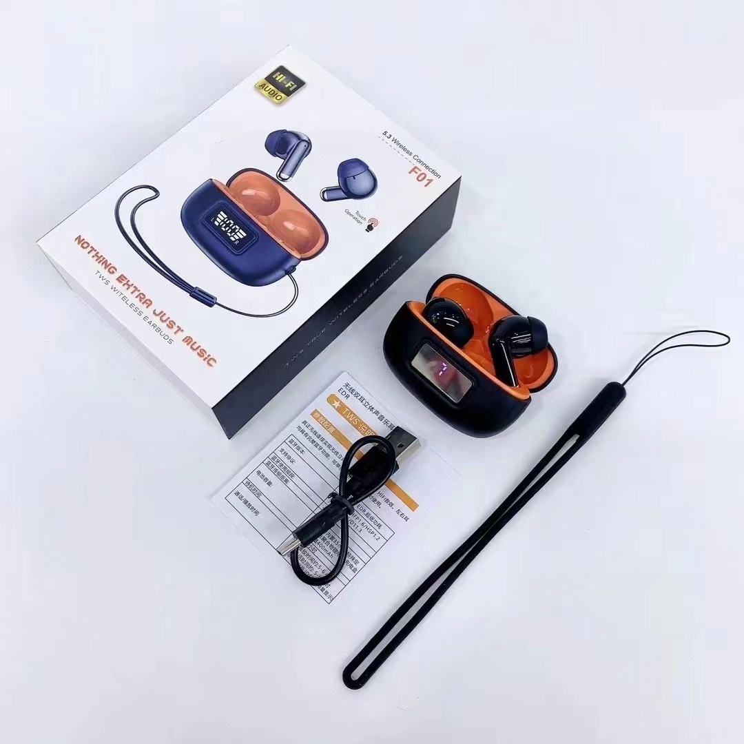 F01 Newest Tws True Wireless BT 5.3 Macaron Headphones Digital Hifi Stereo Low-latency Gaming Sports Headset With Lanyard f01 thumbnail