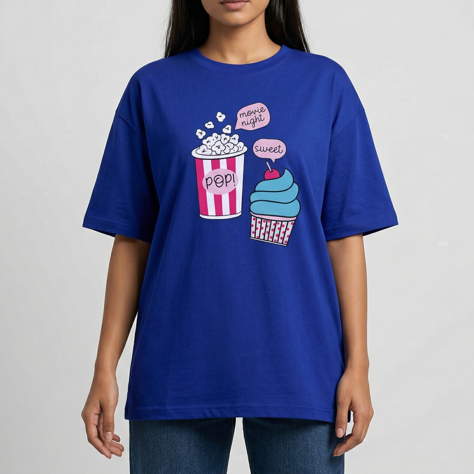 Drop shoulder T-shirt for Women (Blue)