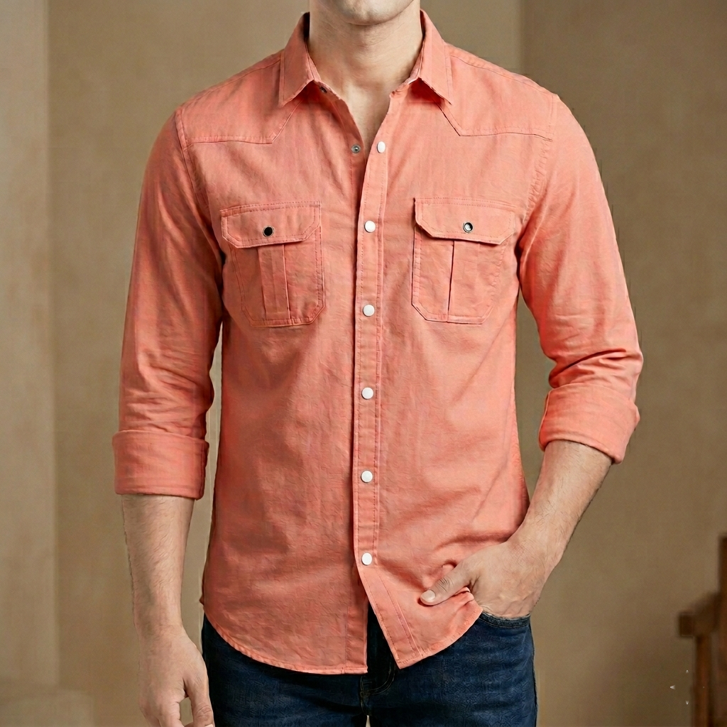 Double Pocket  shirt for men( Pink)