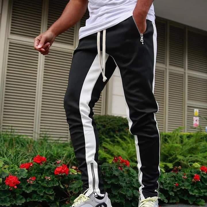 Casual Men’s Sweatpant Trouser black + white