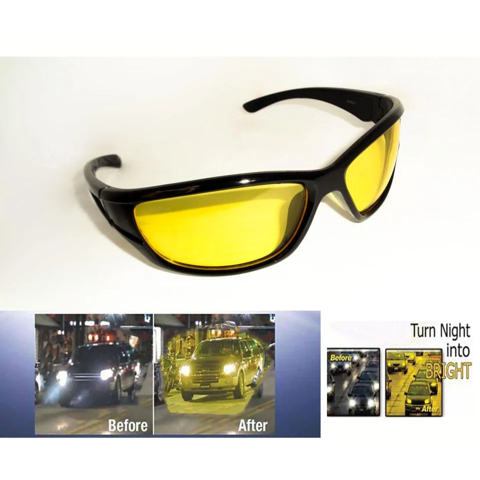 Night Vision Driving, Biking & Cycling Glasses – Yellow Anti-Glare UV Protection Sports Eyewear with Luxury Box, Lightweight Plastic Frame for Night Driving, Motorcycling, Fishing & Outdoor Activities