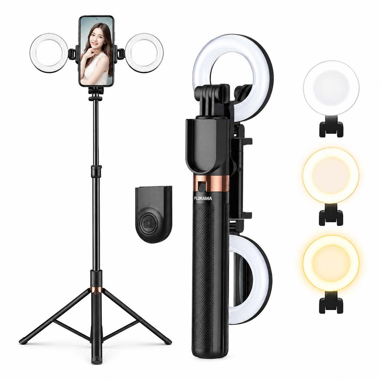 Plokama LIVE-K9 Pro 1700mm Ultra Long Selfie Stick & Tripod Stand – 5.6 Feet Extendable Vlogging Monopod with Ring Light, 10M Bluetooth Remote & Portrait/Landscape Mode