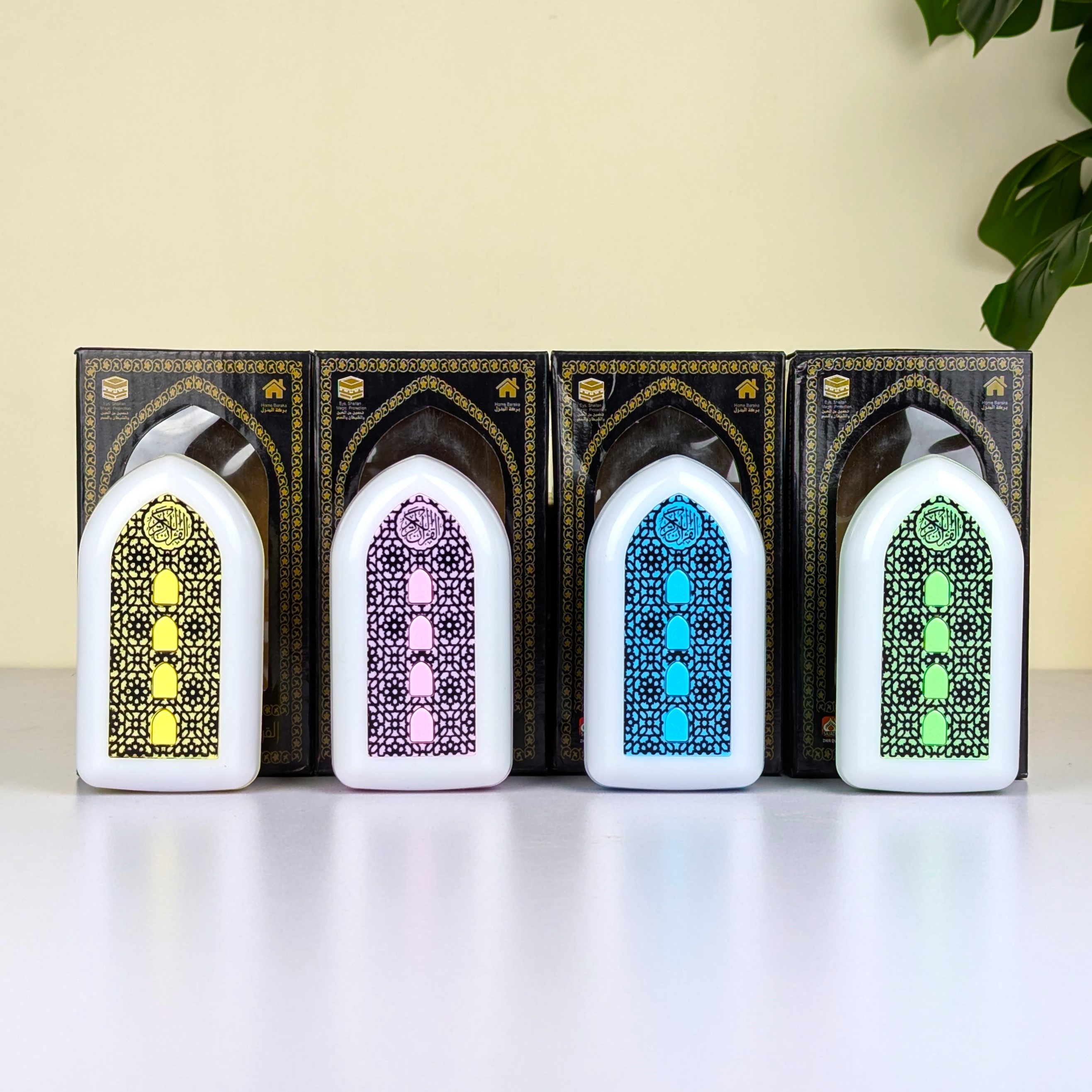 Exclusive Plug-In Illuminated Quran & Hadith Speaker – 220V Direct Wall Socket Islamic Audio Player Featuring 64 Surahs, Ruqyah, Zikir, Adjustable Volume & Night Dream Light for Home Peace & Blessings