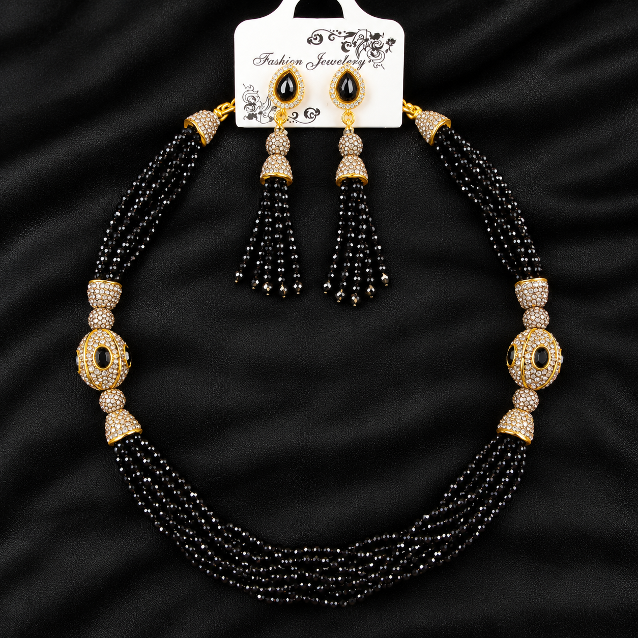 Premium Turkish Crystal and Antique Ball Necklace Set