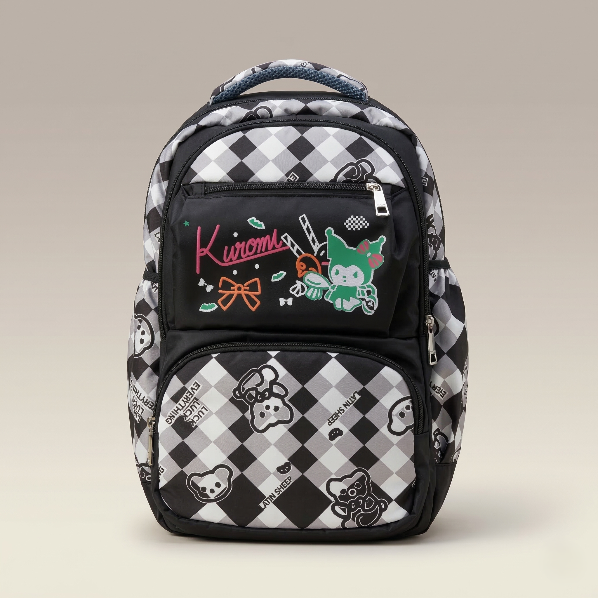 Premium Quality Kuromi Themed Stylish School Backpack – Durable Nylon Waterproof Kids Bookbag with Multiple Zipper Pockets & Ergonomic Padded Straps for Primary & High School Students