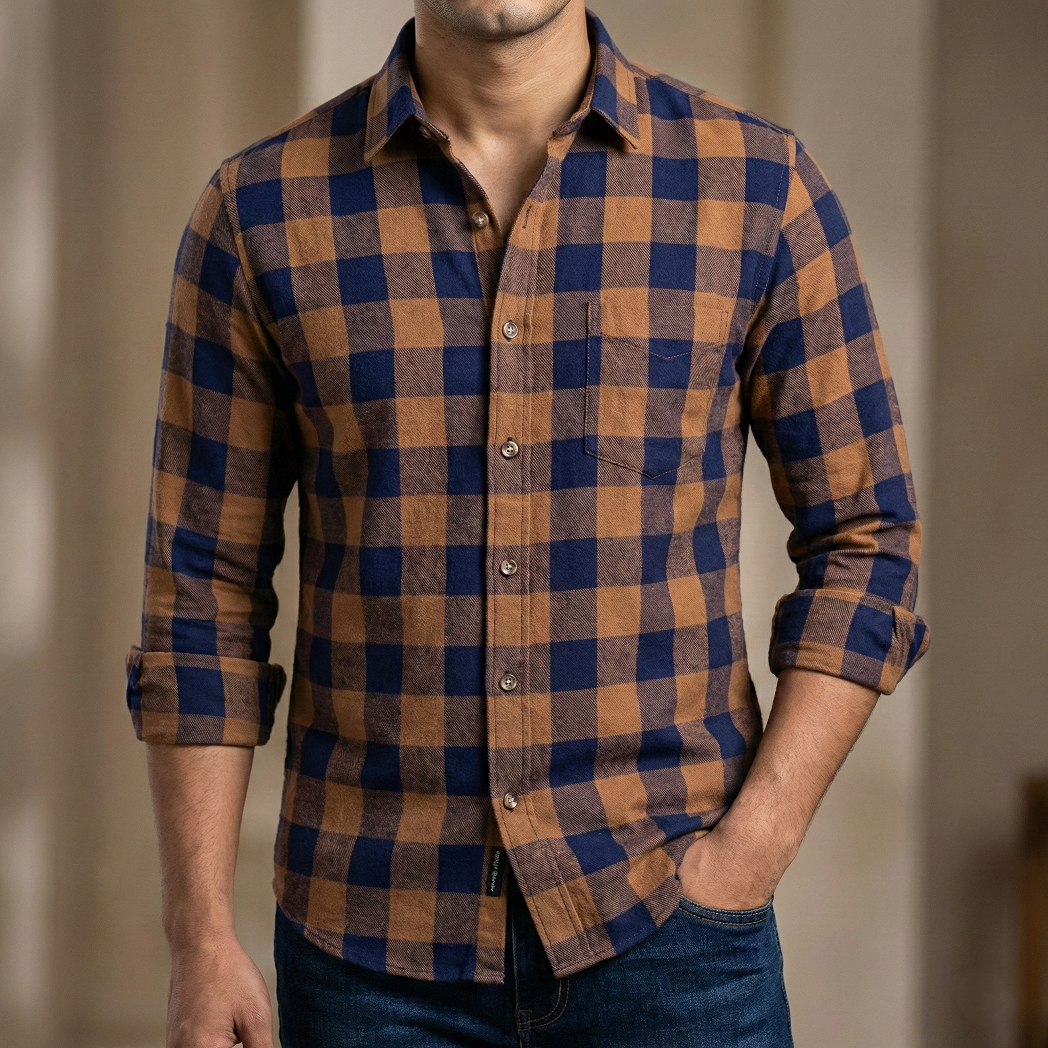 Men's  long sleeve check shirt