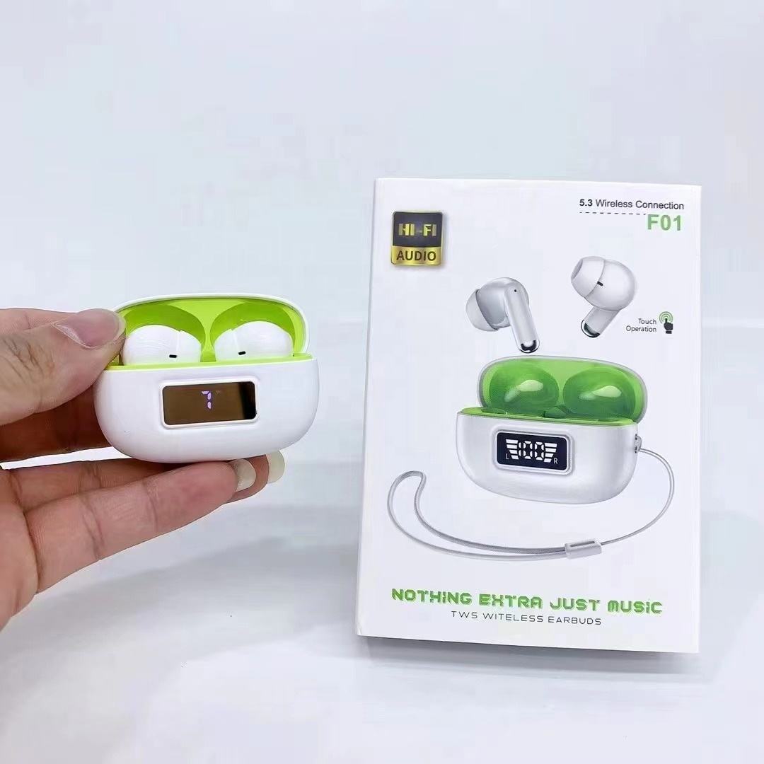 F01 Newest Tws True Wireless BT 5.3 Macaron Headphones Digital Hifi Stereo Low-latency Gaming Sports Headset With Lanyard f01 thumbnail