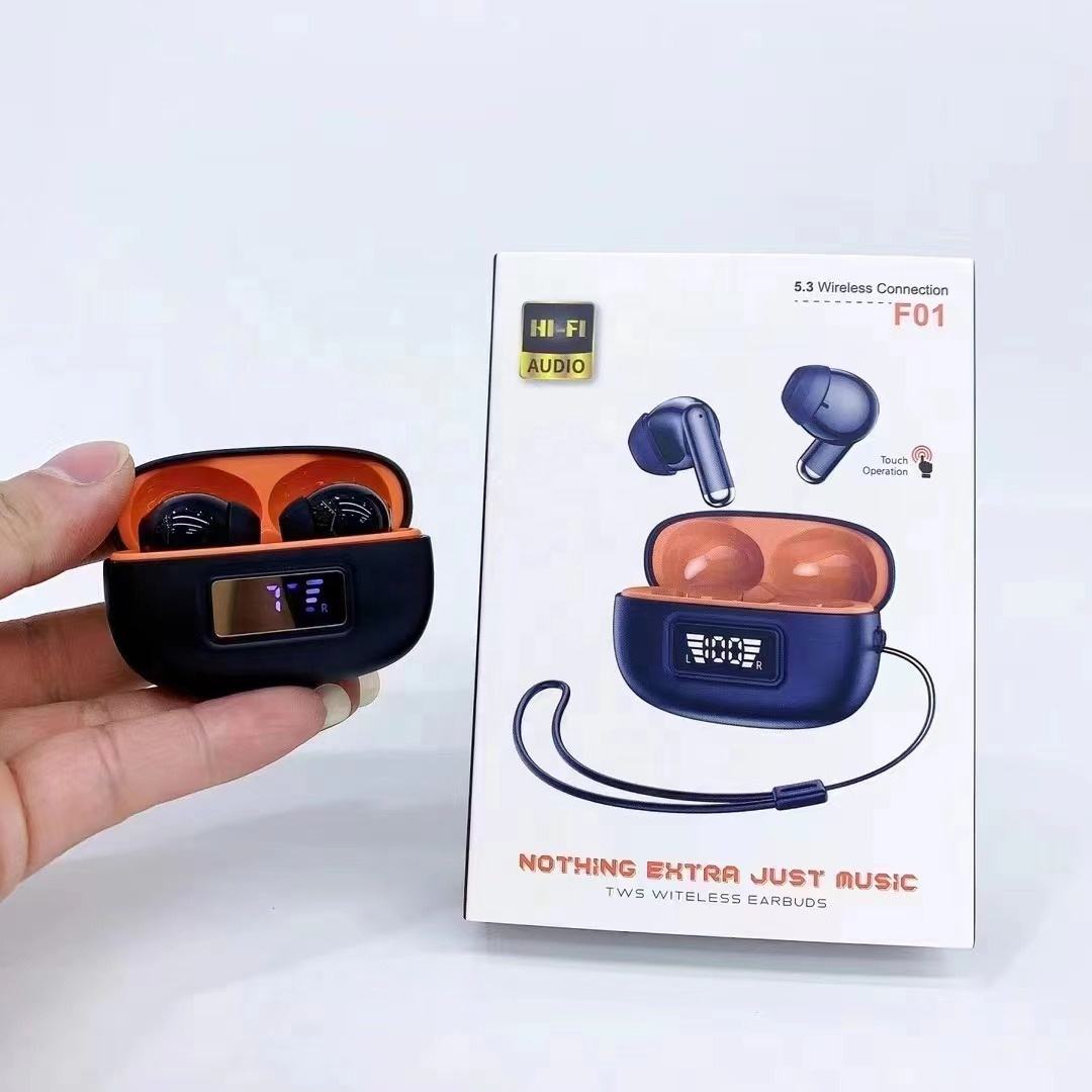 F01 Newest Tws True Wireless BT 5.3 Macaron Headphones Digital Hifi Stereo Low-latency Gaming Sports Headset With Lanyard f01 thumbnail