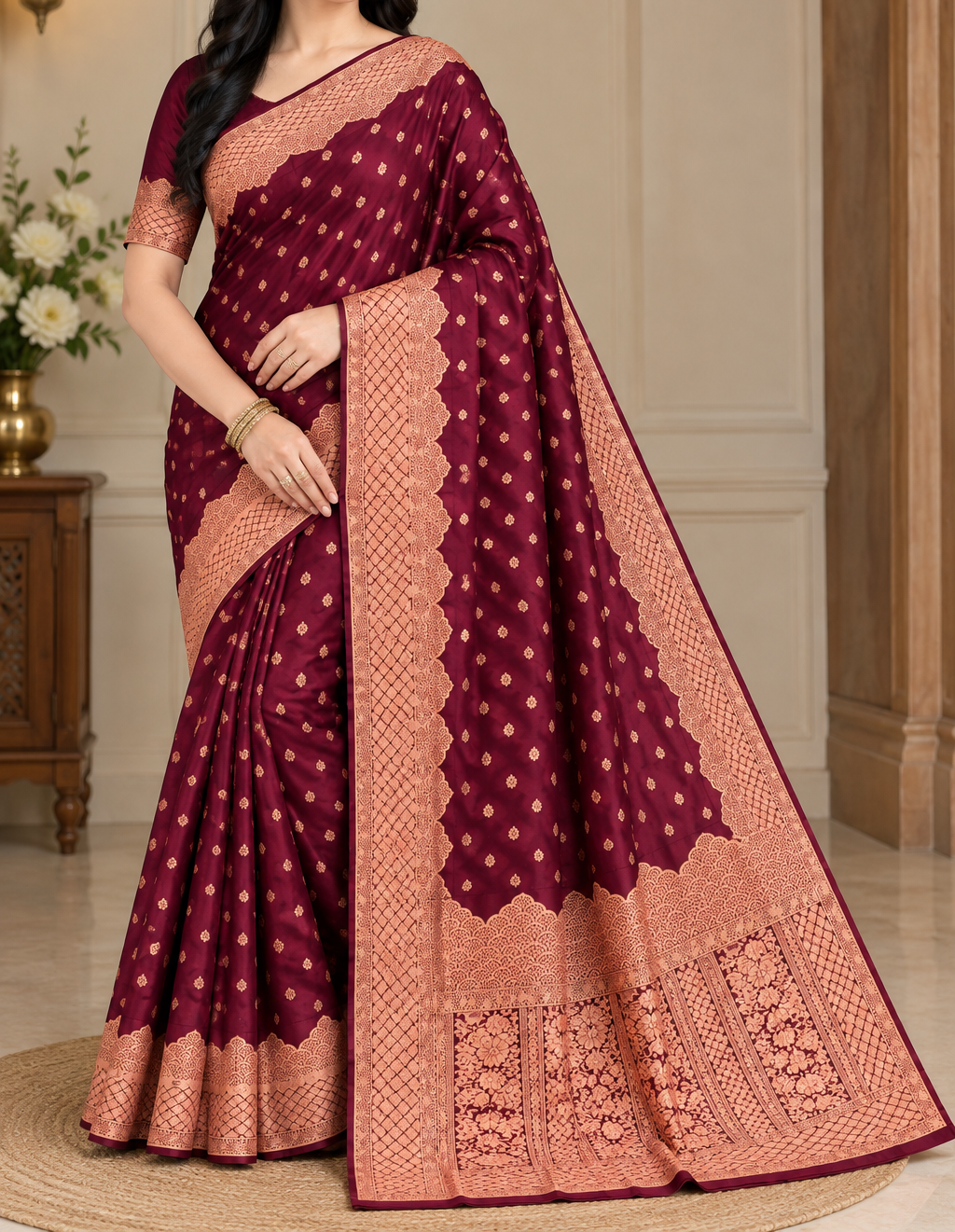 Premium Silk Katan Saree – Exclusive Design (Multiple Colors Available)