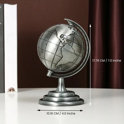 Golden 3D Rotating World Map Globe Decoration Showpiece – Modern Metal Gold Wash Finish Tabletop Ornament, Aesthetic Home & Office Decor, Luxury Travel Gift & Photography Prop